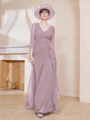 Robe de A-ligne Plissée en Mousseline Longueur au Sol Dusk Grande Taille
