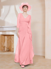 Robe de A-ligne Plissée en Mousseline Longueur au Sol Flamant
