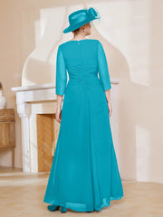 Robe de A-ligne Plissée en Mousseline Longueur au Sol Jade