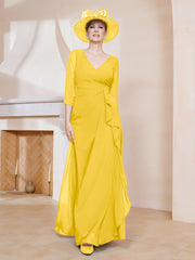 Robe de A-ligne Plissée en Mousseline Longueur au Sol Souci