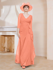 Robe de A-ligne Plissée en Mousseline Longueur au Sol Crépuscule