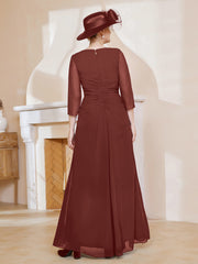 Robe de A-ligne Plissée en Mousseline Longueur au Sol Terracotta Grande Taille