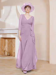 Robe de A-ligne Plissée en Mousseline Longueur au Sol Glycine
