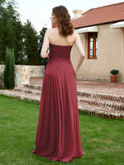 Sans Bretelles Col en Cœur Mousseline Robe Demoiselle d'honneur Cannelle Rose Grande Taille