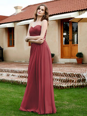 Sans Bretelles Col en Cœur Mousseline Robe Demoiselle d'honneur Cannelle Rose