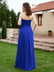 Sans Bretelles Col en Cœur Mousseline Robe Demoiselle d'honneur Bleu Royale Grande Taille