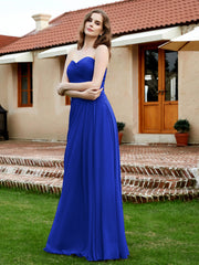 Sans Bretelles Col en Cœur Mousseline Robe Demoiselle d'honneur Bleu Royale Grande Taille