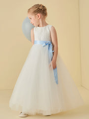 Robe de Demoiselle d'Honneur en Tulle avec Découpe au Dos et Nœud