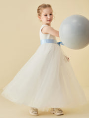 Robe de Demoiselle d'Honneur en Tulle avec Découpe au Dos et Nœud
