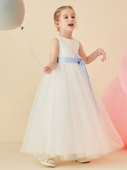 Robe de Demoiselle d'Honneur en Tulle avec Découpe au Dos et Nœud