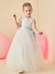 Robe de Demoiselle d'Honneur en Tulle avec Découpe au Dos et Nœud