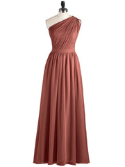 Une Epaule Mousseline Robe Demoiselle d'honneur Longue terracotta