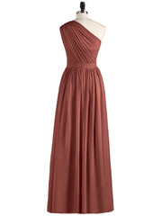 Une Epaule Mousseline Robe Demoiselle d'honneur Longue terracotta