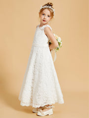 Robes de Fille Elégantes avec Appliques en Dentelle à Col Illusion