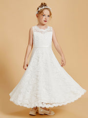 Robes de Fille Elégantes avec Appliques en Dentelle à Col Illusion