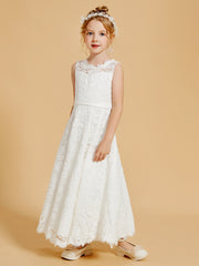 Robes de Fille Elégantes avec Appliques en Dentelle à Col Illusion