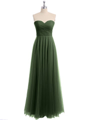 Cœur Sans Bretelles Col Tulle Robes Avec Nœud Olive Verte