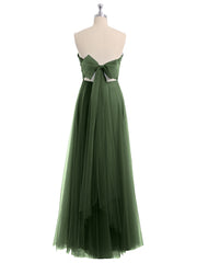 Cœur Sans Bretelles Col Tulle Robes Avec Nœud Olive Verte Grande Taille