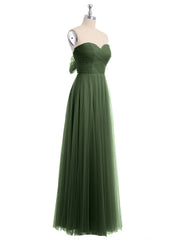 Cœur Sans Bretelles Col Tulle Robes Avec Nœud Olive Verte Grande Taille
