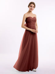 Cœur Sans Bretelles Col Tulle Robes Avec Nœud terracotta
