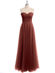 Cœur Sans Bretelles Col Tulle Robes Avec Nœud terracotta