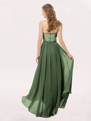 Sans Bretelles Asymétrique Robe avec Bustier en Paillettes Olive Verte