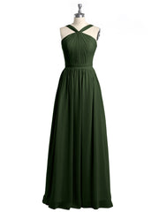 Y-Col Longue Mousseline Robes De Demoiselle d'Honneur Olive Verte Grande Taille