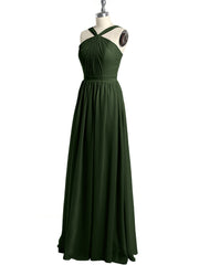 Y-Col Longue Mousseline Robes De Demoiselle d'Honneur Olive Verte