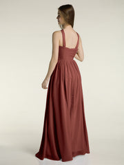 Y-Col Longue Mousseline Robes De Demoiselle d'Honneur terracotta
