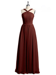 Y-Col Longue Mousseline Robes De Demoiselle d'Honneur terracotta