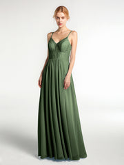 Spaghetti Bretelles Mousseline Et Dentelle Robes Olive Verte