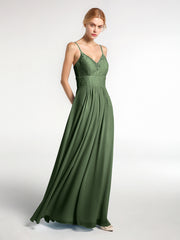 Spaghetti Bretelles Mousseline Et Dentelle Robes Olive Verte