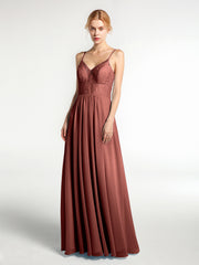 Spaghetti Bretelles Mousseline Et Dentelle Robes terracotta Grande Taille