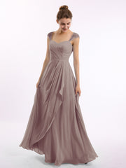 Mousseline Robes De Demoiselle d'Honneur Avec Dentelle Mancherons Dusk Grande Taille