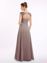 Mousseline Robes De Demoiselle d'Honneur Avec Dentelle Mancherons Dusk Grande Taille