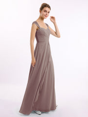 Mousseline Robes De Demoiselle d'Honneur Avec Dentelle Mancherons Dusk
