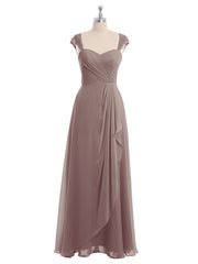 Mousseline Robes De Demoiselle d'Honneur Avec Dentelle Mancherons Dusk