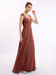 Mousseline Robes De Demoiselle d'Honneur Avec Dentelle Mancherons terracotta Grande Taille