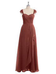 Mousseline Robes De Demoiselle d'Honneur Avec Dentelle Mancherons terracotta Grande Taille