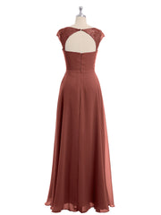 Mousseline Robes De Demoiselle d'Honneur Avec Dentelle Mancherons terracotta Grande Taille
