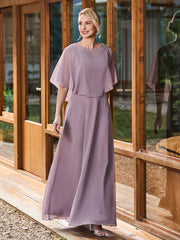 Robe à A-ligne avec Manches Cape Flottantes Crépuscule