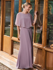 Robe à A-ligne avec Manches Cape Flottantes Crépuscule