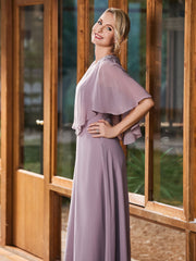 Robe à A-ligne avec Manches Cape Flottantes Crépuscule