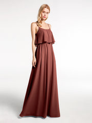 Robe à Bretelles Spaghetti à Encolure Dégagée Et Corsage Recouvert terracotta