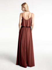 Robe à Bretelles Spaghetti à Encolure Dégagée Et Corsage Recouvert terracotta