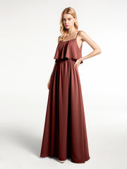 Robe à Bretelles Spaghetti à Encolure Dégagée Et Corsage Recouvert terracotta