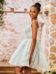 Robe Mini Princesse Imprimée en Mousseline à Bretelles Spaghetti Floral