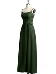 Simple Spaghetti Bretelle Mousseline Robes Avec Fente Olive Verte