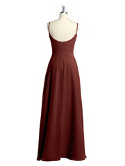 Simple Spaghetti Bretelle Mousseline Robes Avec Fente terracotta