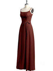 Simple Spaghetti Bretelle Mousseline Robes Avec Fente terracotta Grande Taille